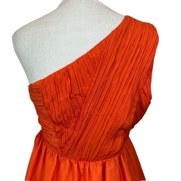 Miss Me MM Couture Ruched One Shoulder Mini Dress Orange Lined Size Medium - Picture 5 of 14